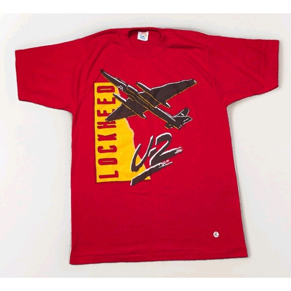 Vintage Lockheed Martin U2 Dragon Lady Men’s Large Red Military 90s Tshirt Rare